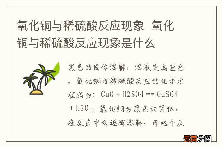 氧化铜与稀硫酸反应现象氧化铜与稀硫酸反应现象是什么