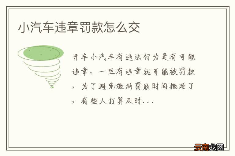 小汽车违章罚款怎么交