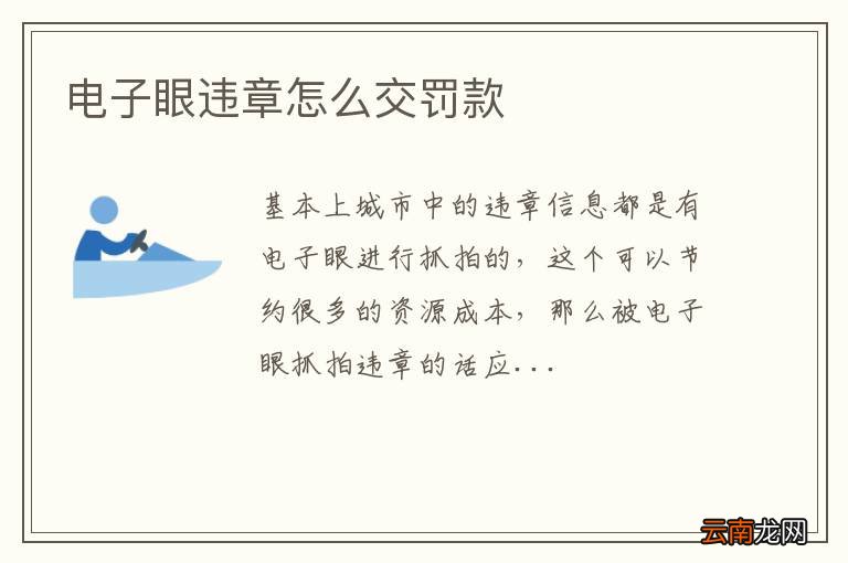 电子眼违章怎么交罚款