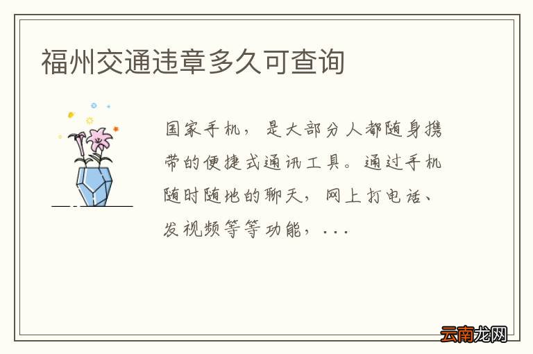 福州交通违章多久可查询