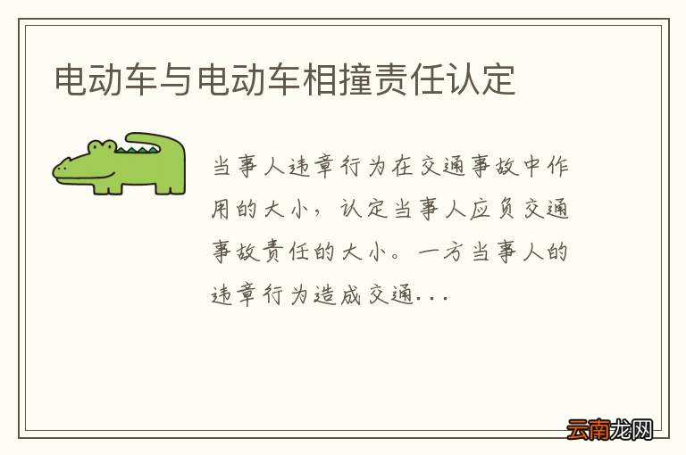 电动车与电动车相撞责任认定