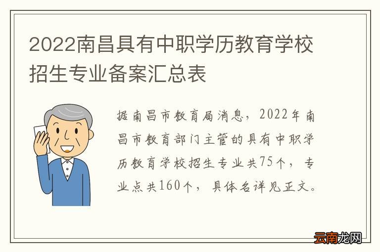 2022南昌具有中职学历教育学校招生专业备案汇总表