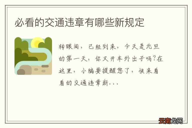 必看的交通违章有哪些新规定