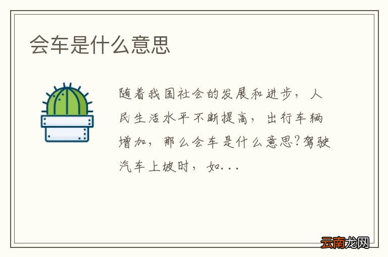 会车是什么意思