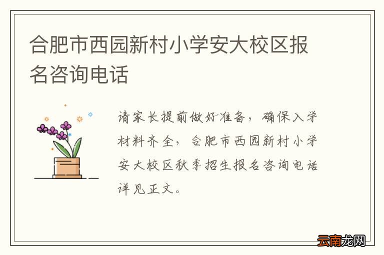 合肥市西园新村小学安大校区报名咨询电话