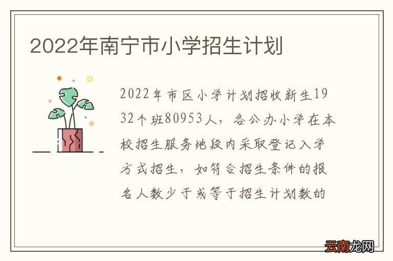 2022年南宁市小学招生计划