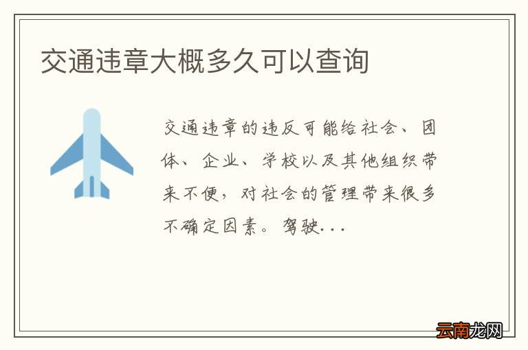 交通违章大概多久可以查询