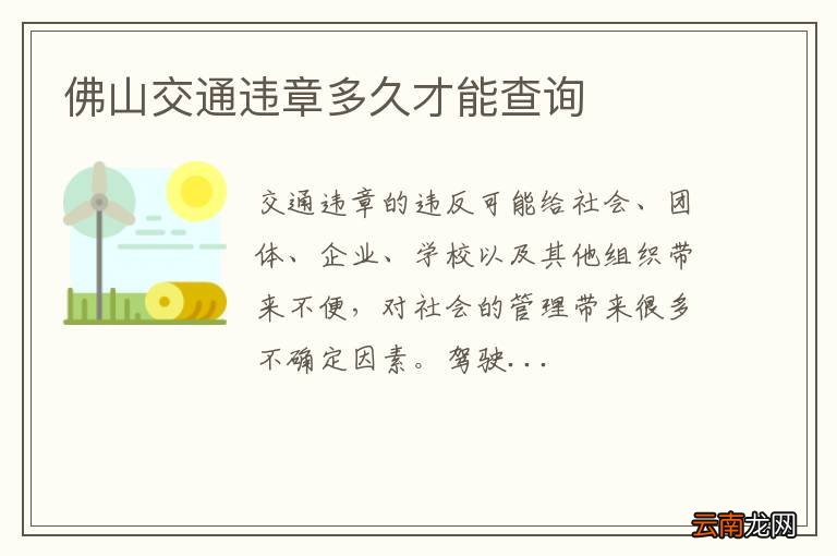 佛山交通违章多久才能查询