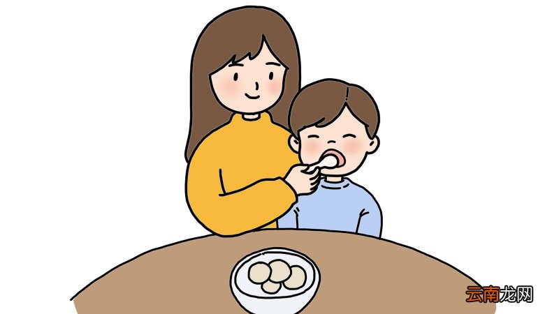 小孩吃元宵简笔画