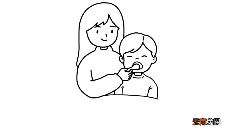小孩吃元宵简笔画