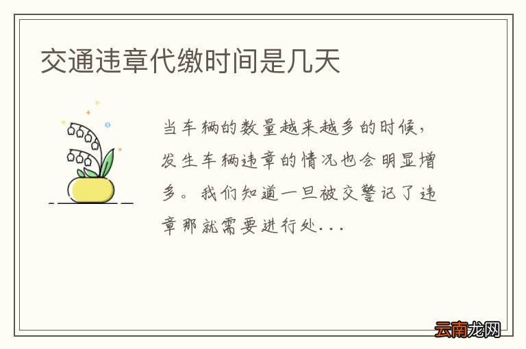 交通违章代缴时间是几天