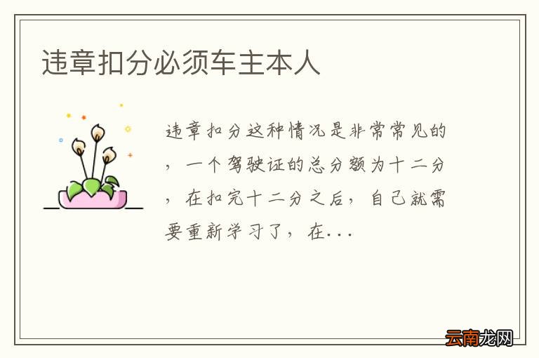 违章扣分必须车主本人