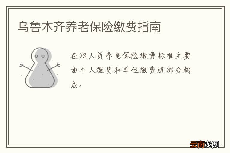 乌鲁木齐养老保险缴费指南