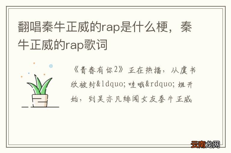 翻唱秦牛正威的rap是什么梗，秦牛正威的rap歌词