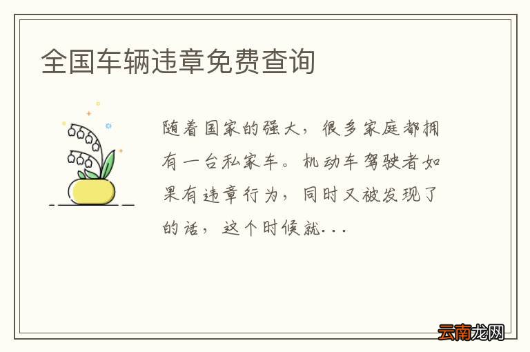 全国车辆违章免费查询