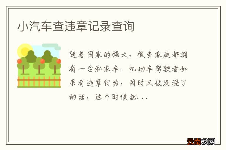 小汽车查违章记录查询