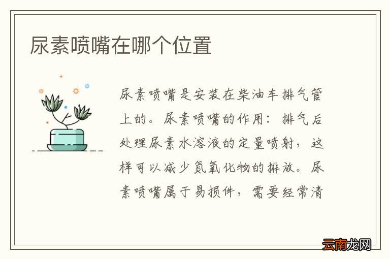 尿素喷嘴在哪个位置