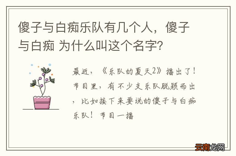 傻子与白痴乐队有几个人，傻子与白痴 为什么叫这个名字？