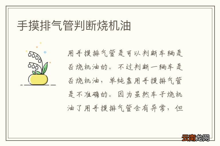 手摸排气管判断烧机油