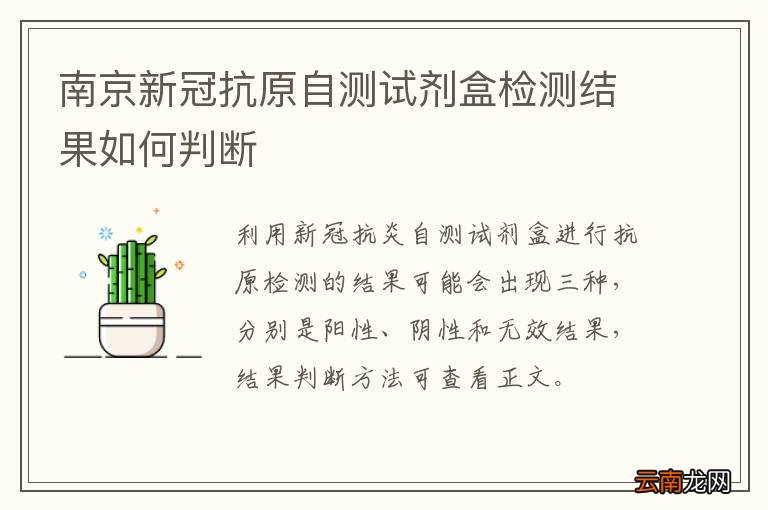 南京新冠抗原自测试剂盒检测结果如何判断