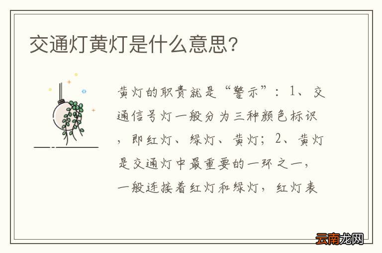 交通灯黄灯是什么意思?