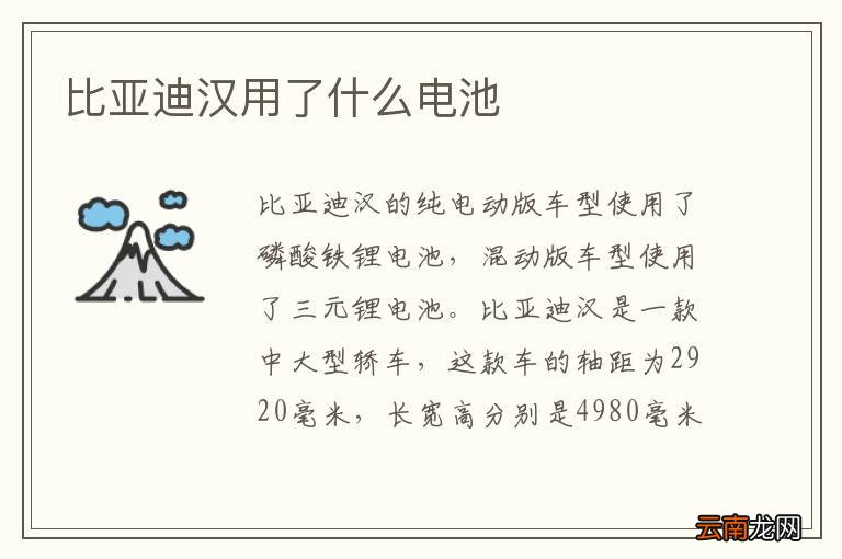 比亚迪汉用了什么电池