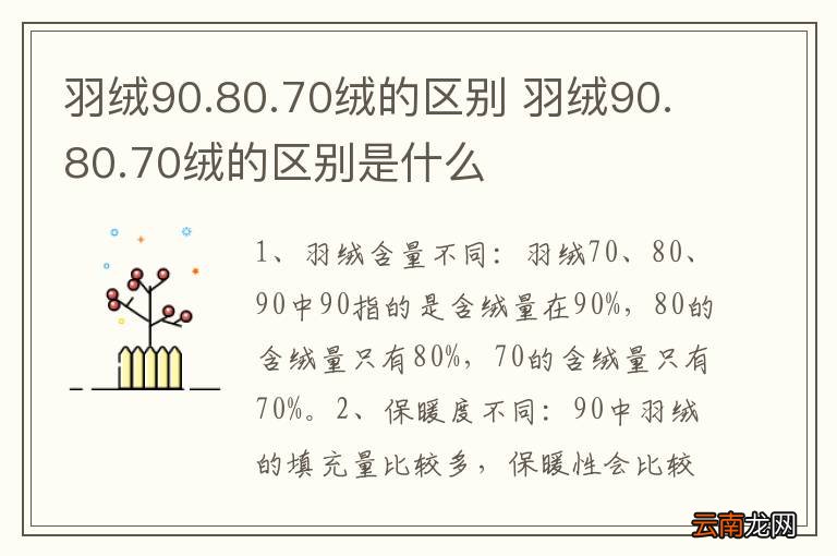 羽绒90.80.70绒的区别 羽绒90.80.70绒的区别是什么