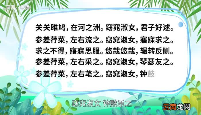 关雎原文 关雎内容