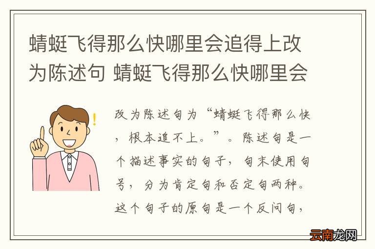 蜻蜓飞得那么快哪里会追得上改为陈述句 蜻蜓飞得那么快哪里会追得上如何改为陈述句