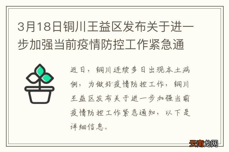 3月18日铜川王益区发布关于进一步加强当前疫情防控工作紧急通知