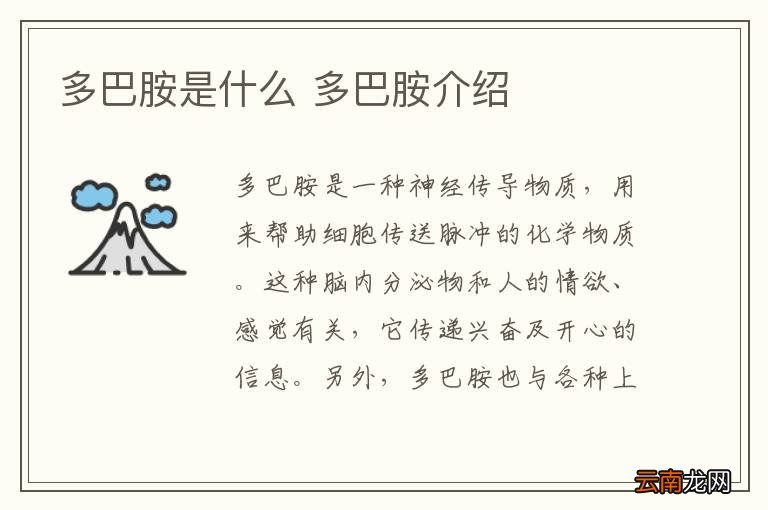多巴胺是什么 多巴胺介绍