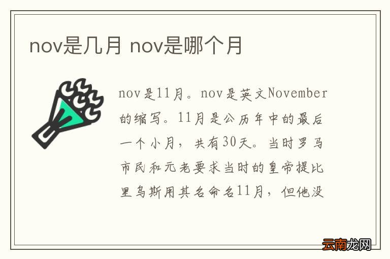 nov是几月 nov是哪个月