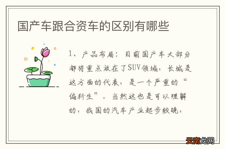 国产车跟合资车的区别有哪些