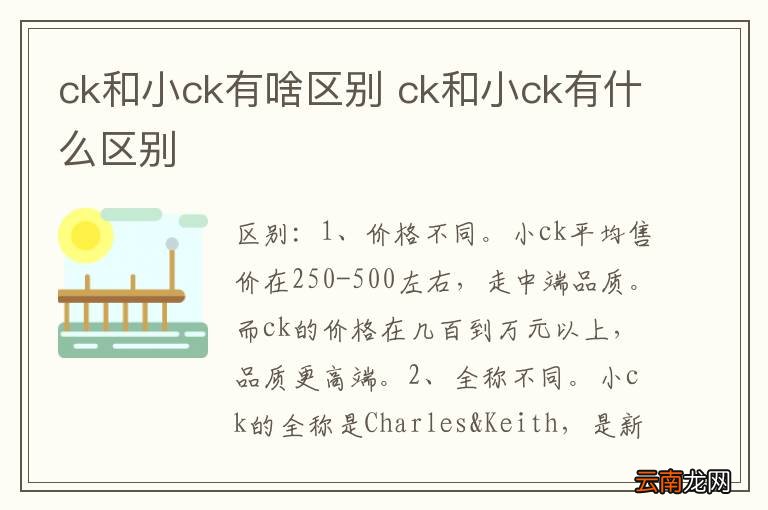 ck和小ck有啥区别 ck和小ck有什么区别