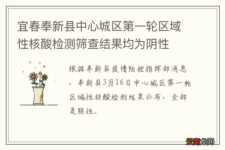 宜春奉新县中心城区第一轮区域性核酸检测筛查结果均为阴性