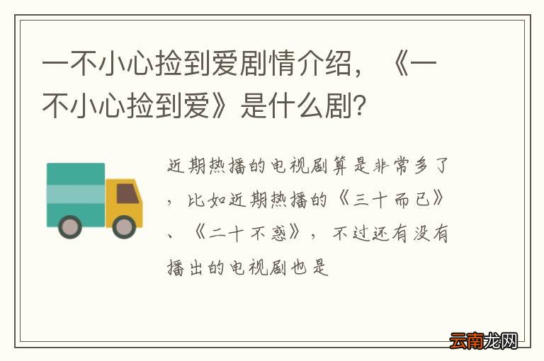 一不小心捡到爱剧情介绍，《一不小心捡到爱》是什么剧？