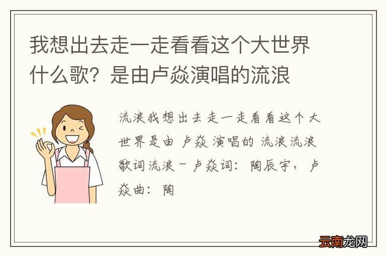 我想出去走一走看看这个大世界什么歌？是由卢焱演唱的流浪