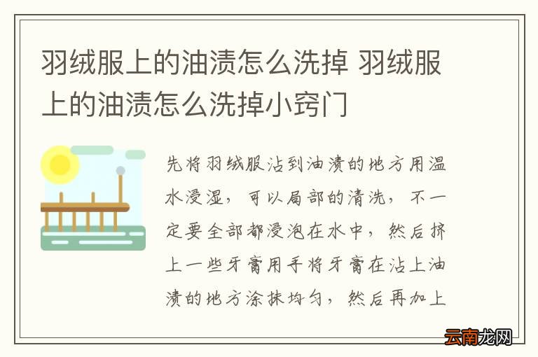 羽绒服上的油渍怎么洗掉 羽绒服上的油渍怎么洗掉小窍门