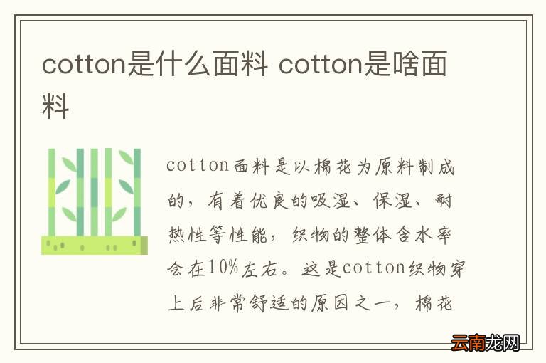 cotton是什么面料 cotton是啥面料