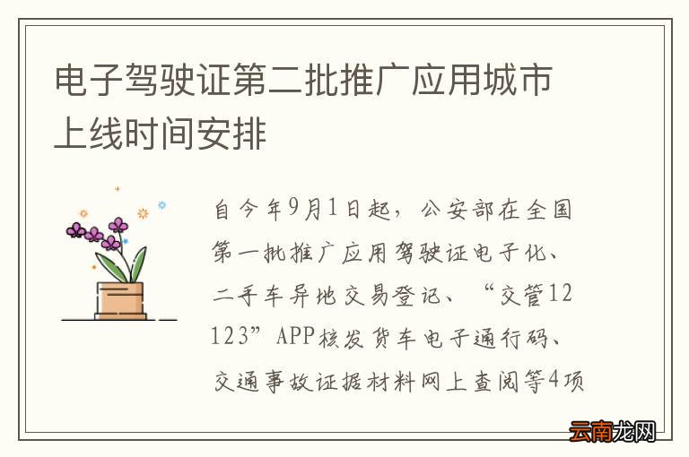 电子驾驶证第二批推广应用城市上线时间安排
