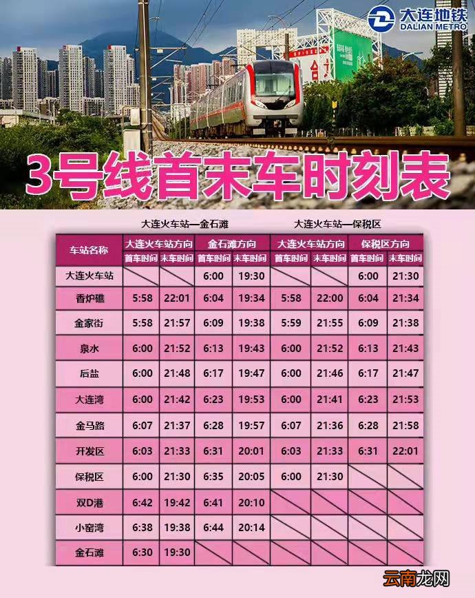 2022年春节假期大连地铁运营首末时间表