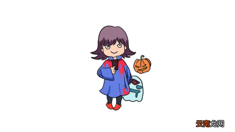 万圣节女巫幽灵南瓜怪简笔画