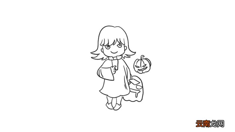 万圣节女巫幽灵南瓜怪简笔画