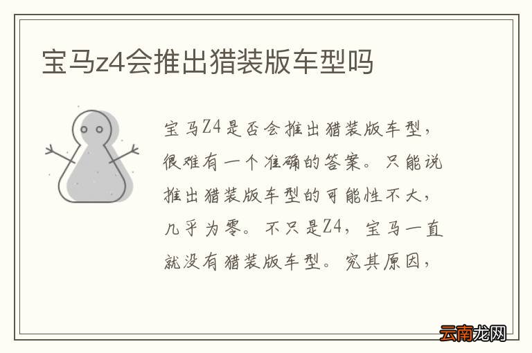 宝马z4会推出猎装版车型吗