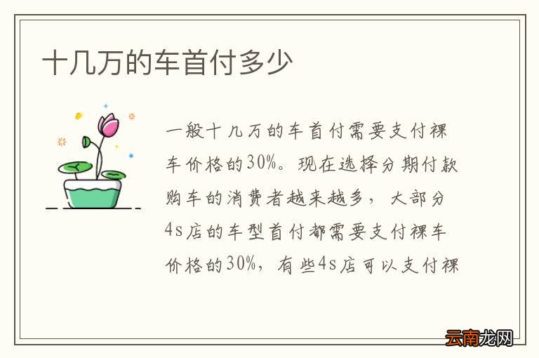 十几万的车首付多少