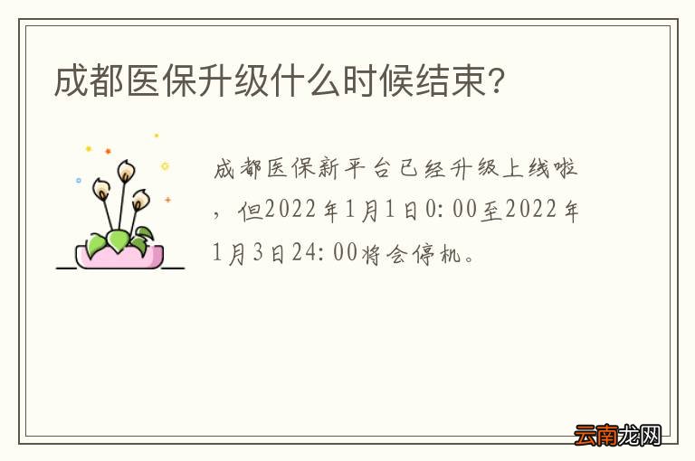 成都医保升级什么时候结束?