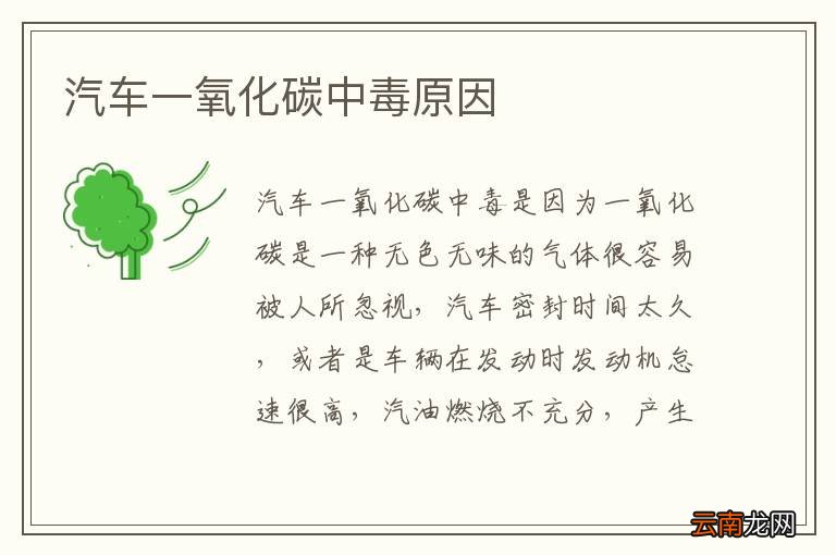 汽车一氧化碳中毒原因