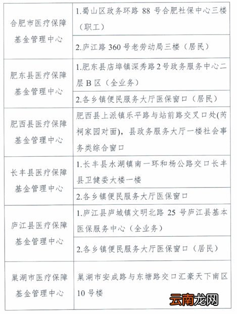 合肥市医疗保障经办机构地址和电话