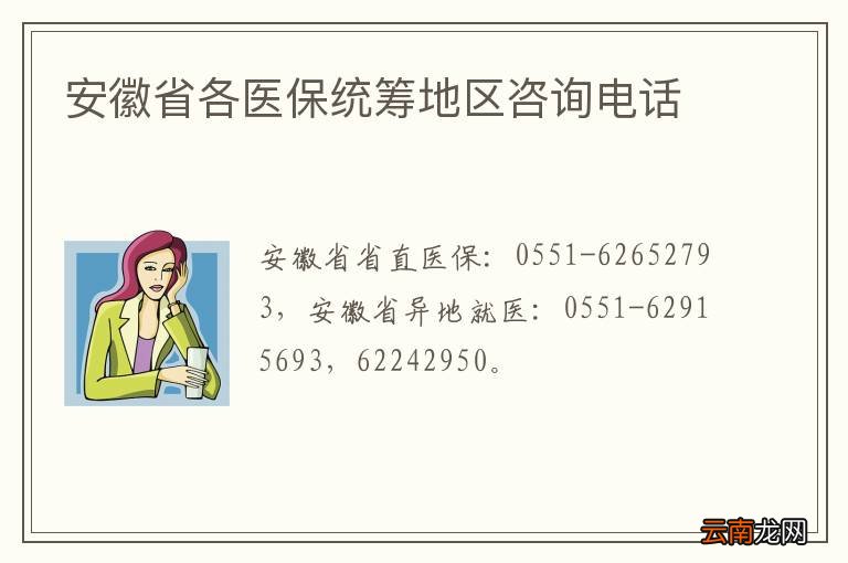 安徽省各医保统筹地区咨询电话