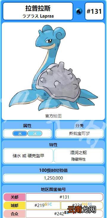 精灵宝可梦Let's Go拉普拉斯配招分享 乘龙全属性全技能一览 基本介绍